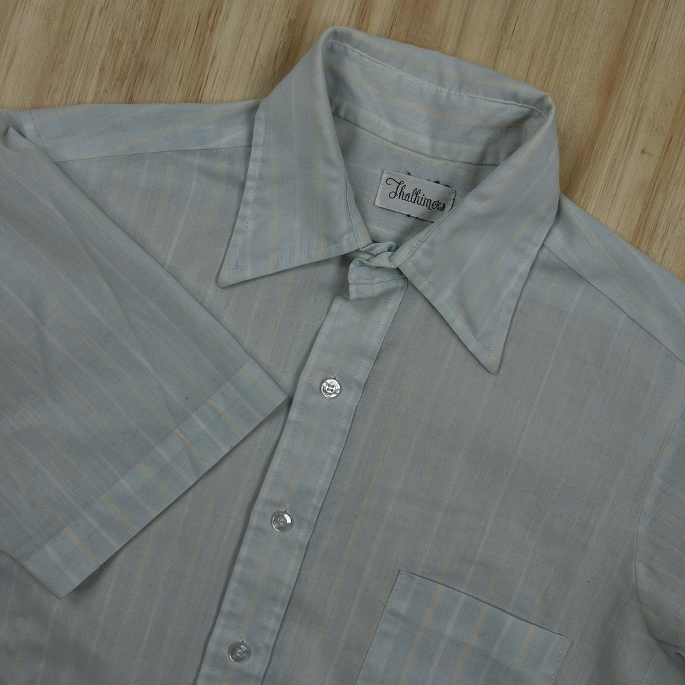 True VTG 70s Men's Stripe Dagger Button Shirt Disco Thalhimers USA Fits‎ L